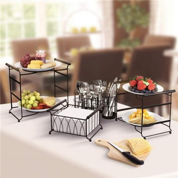 7-Piece Stackable Set Includes Plate,  3-Tier Detachable Tabletop Organizer - Picture 1 of 6